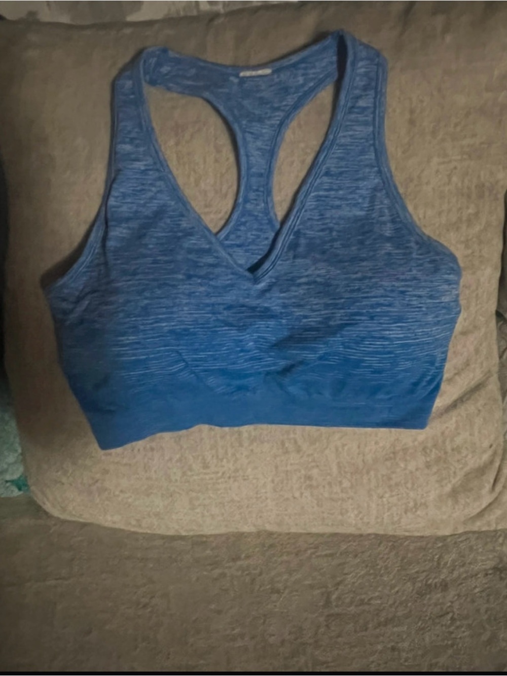Women's Blue Racerback Pullover Sports Bra Wireless